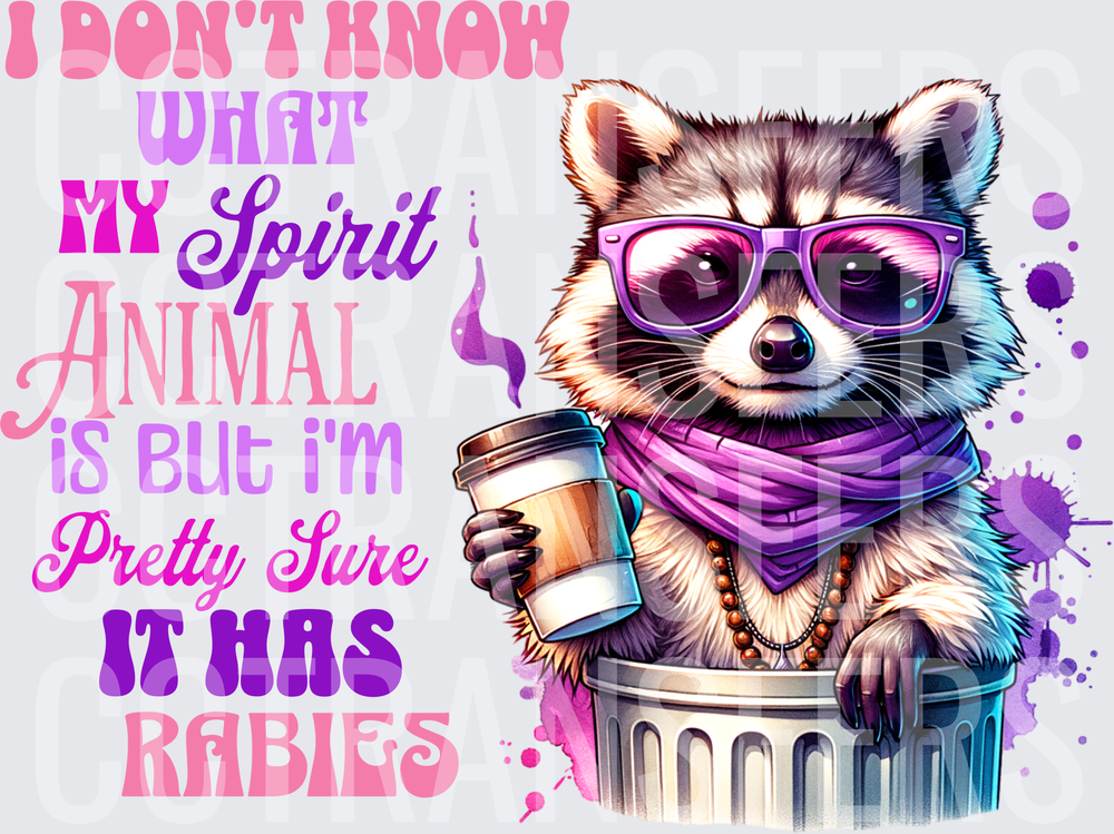 I Don't Know My Spirit Animal But I'm Pretty Sure It Has Rabies Cool Raccoon In Trash Can (DTF)