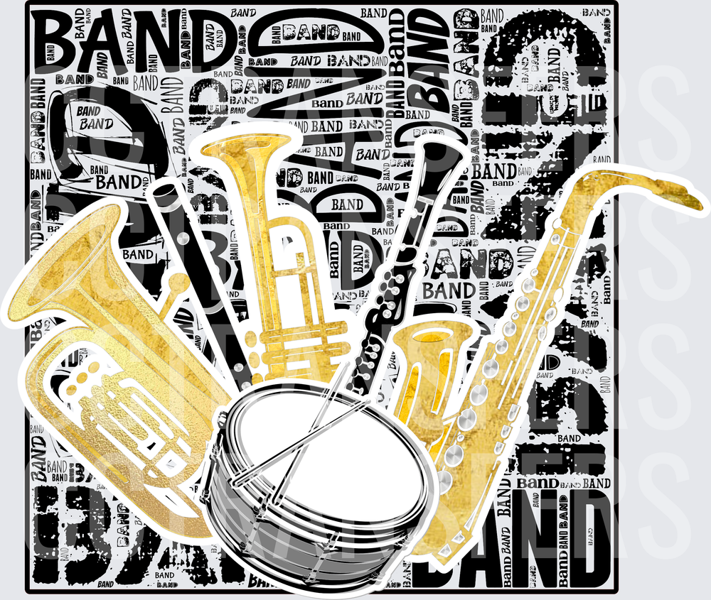 Marching Band Instruments Typography Word Art (DTF)