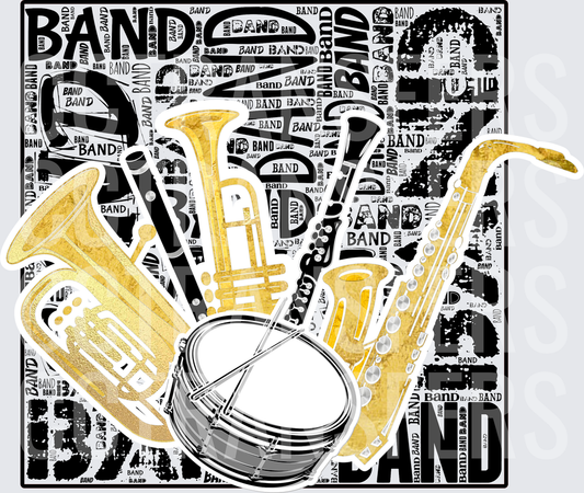 Marching Band Instruments Typography Word Art (DTF)