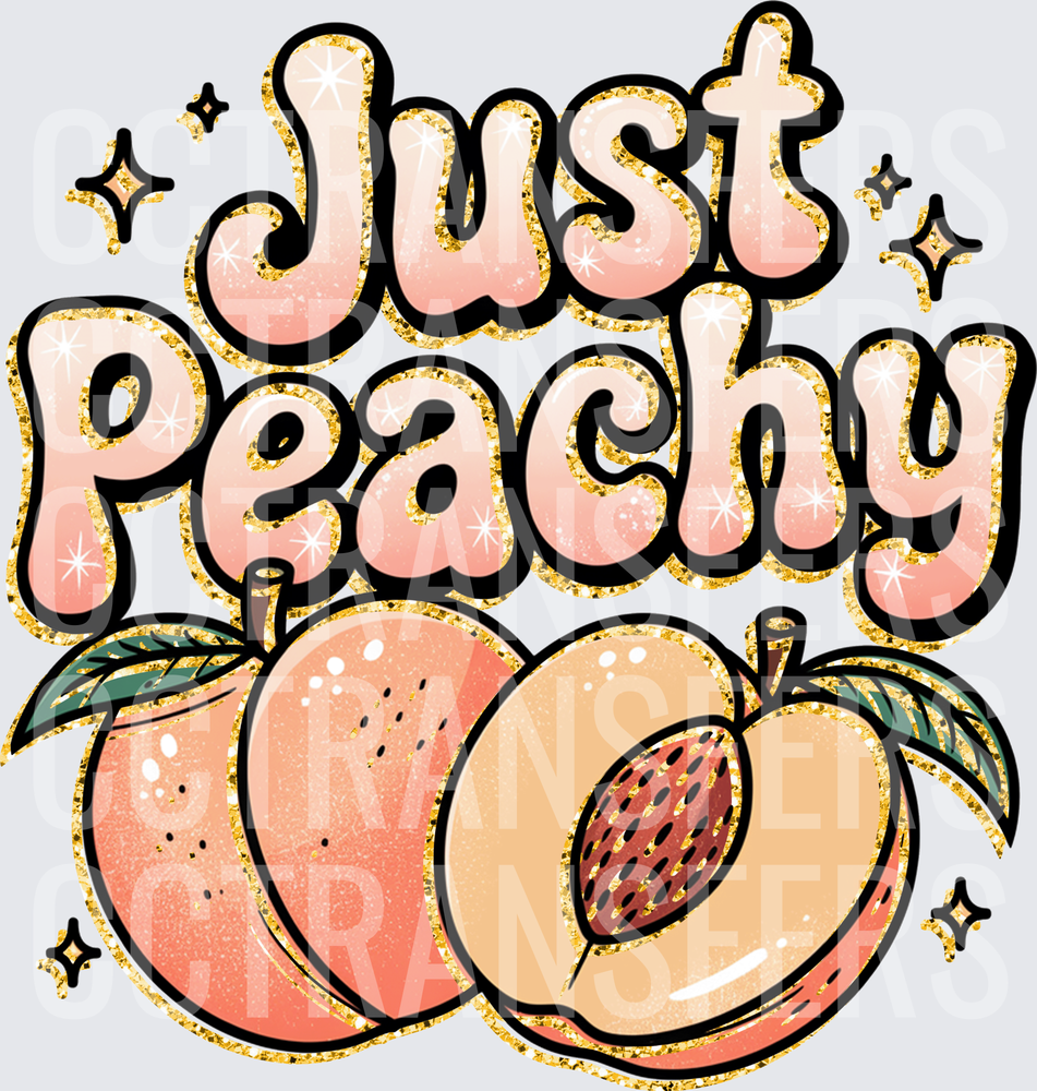 Just Peachy Retro Glitter Peach Fruit Design (DTF)
