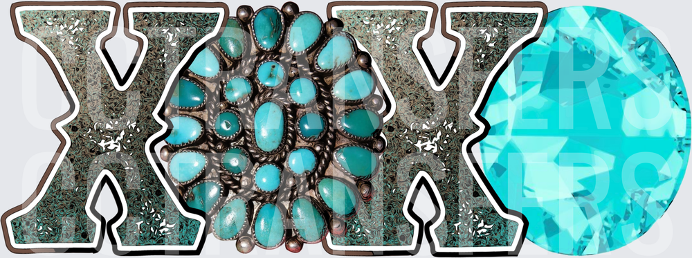 Turquoise XOXO Squash Blossom Gemstone Western (DTF)