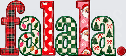 Fa La La Patchwork Holiday Letters Christmas (DTF)