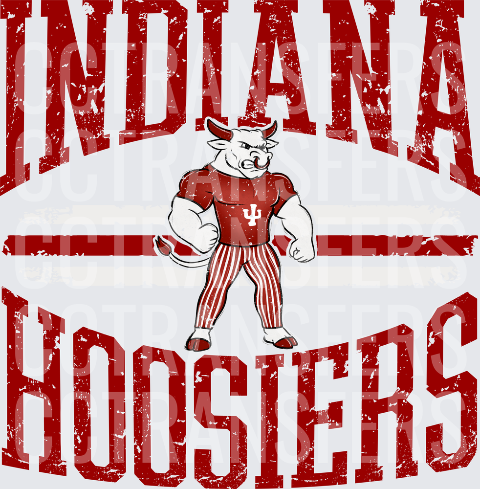 Vintage Distressed Hoosiers Bull Mascot Crimson (DTF)
