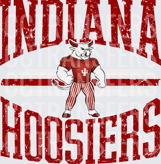 Vintage Distressed Hoosiers Bull Mascot Crimson (DTF)