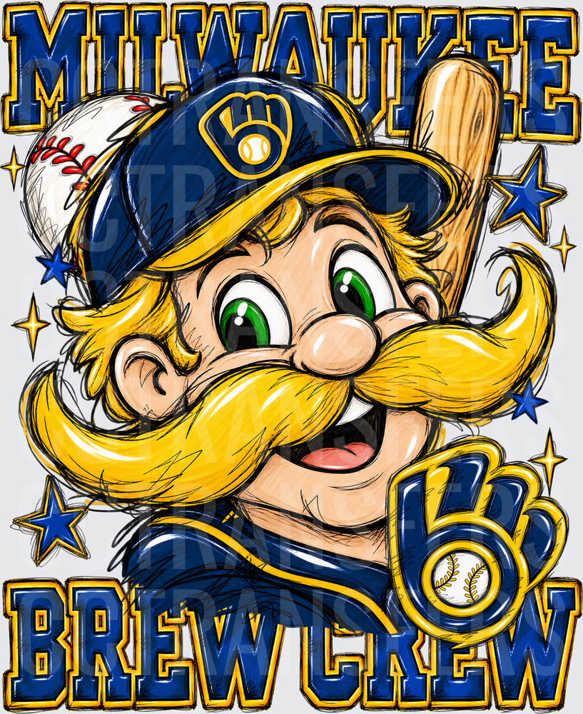 Milwaukee Brew Crew Baseball Cartoon Mascot (DTF)