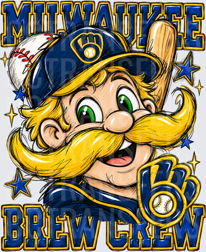 Milwaukee Brew Crew Baseball Cartoon Mascot (DTF)