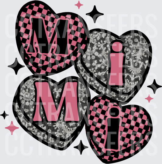 Mimi Hearts Checkered Lace Sparkle Cluster (DTF)