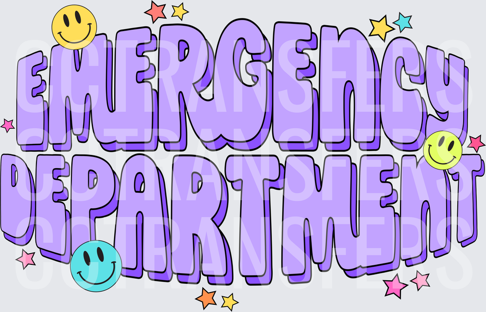 Emergency Department Retro Smiley Face Stars Purple (DTF)