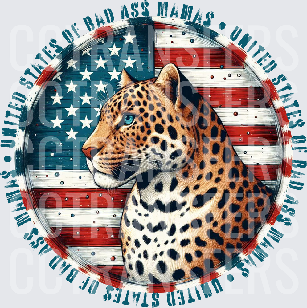 United States Of Bad Ass Mamas Leopard American Flag (DTF)