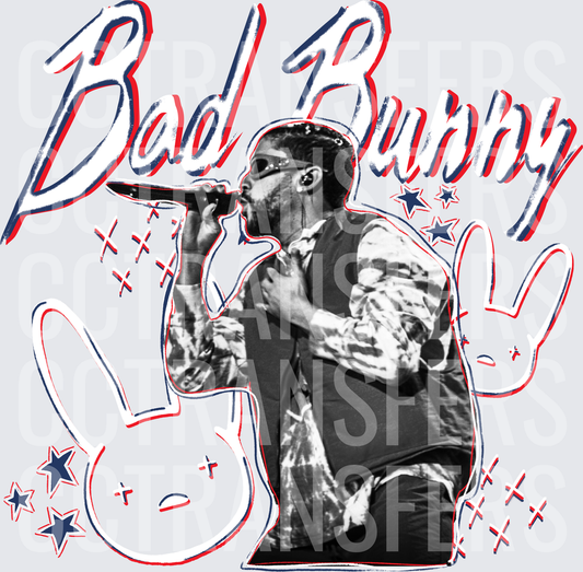 Bad Bunny Red White Blue Rabbit Logo Performer (DTF)