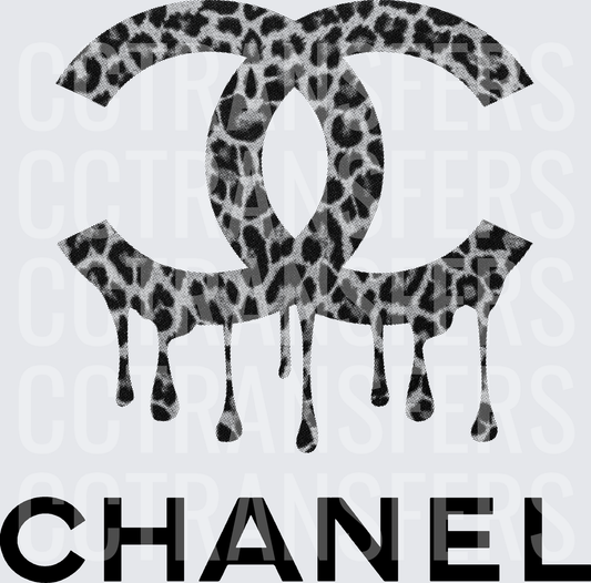 Leopard Print Dripping Interlocked CC Logo (DTF)
