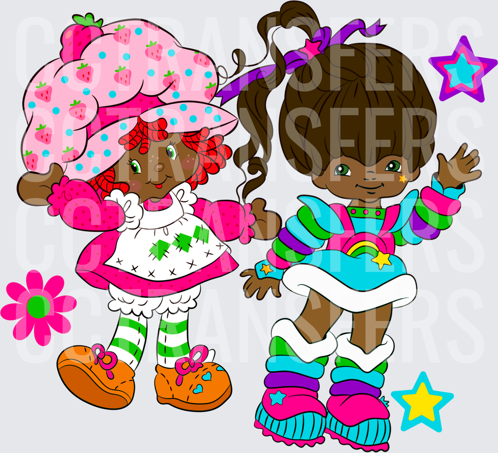 Retro Cartoon Girls Rainbow & Strawberry Friends (DTF)
