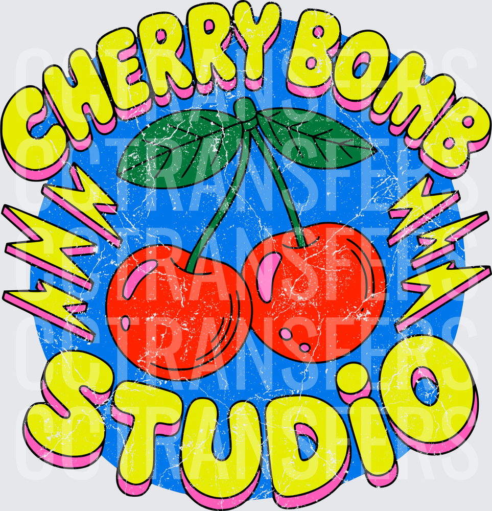 Cherry Bomb Studio Retro Cherries Lightning Bolt (DTF)