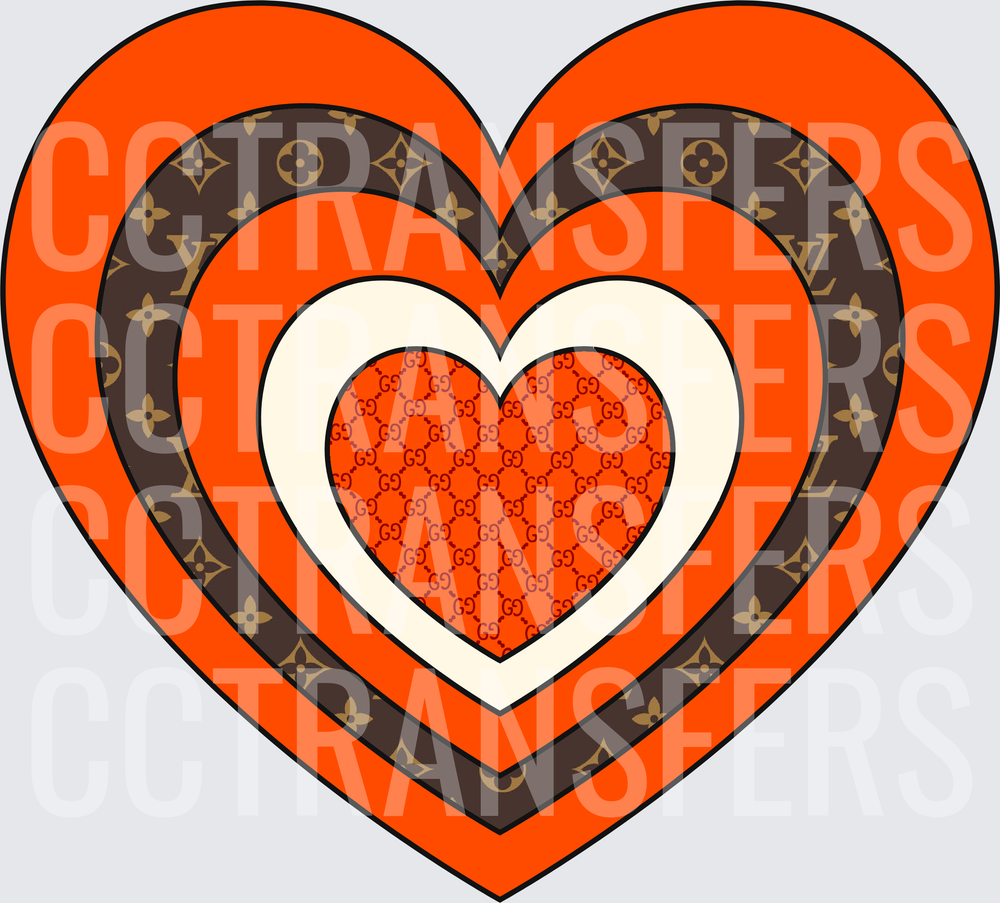 Nested Layered Hearts Luxury Monogram Pattern Design (DTF)