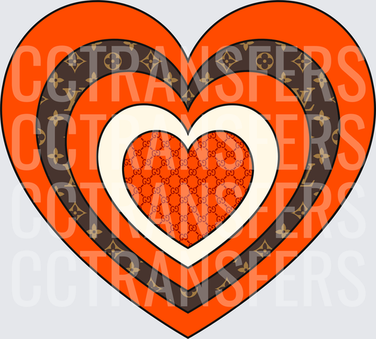 Nested Layered Hearts Luxury Monogram Pattern Design (DTF)