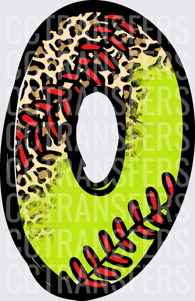 Softball Leopard Print Letter O (DTF)