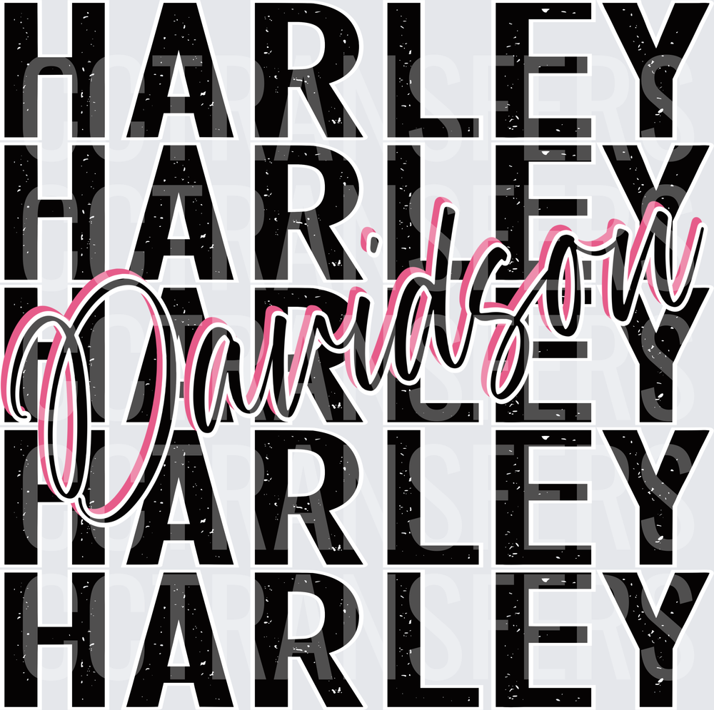 Stacked Repeat Bold Black Pink Script (DTF)