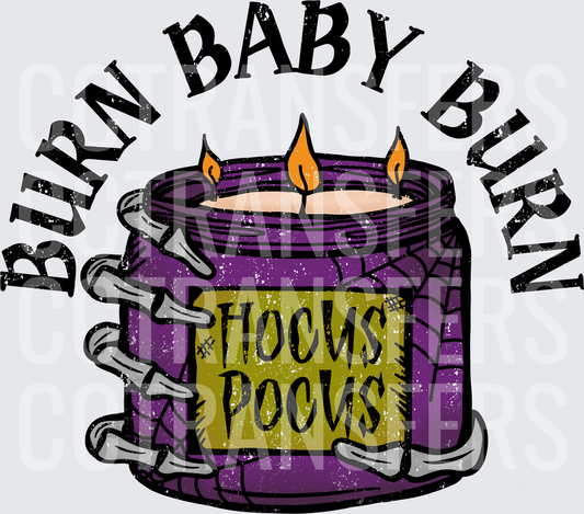 Burn Baby Burn Hocus Pocus Skeleton Hand Candle (DTF)