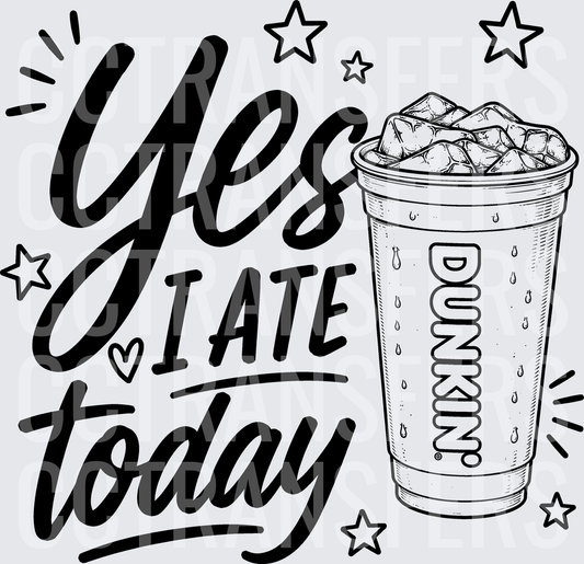 Yes I Ate Today Iced Coffee Cup Stars Heart (DTF)