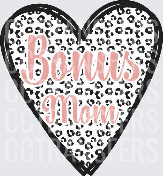 Bonus Mom Leopard Print Heart (DTF)