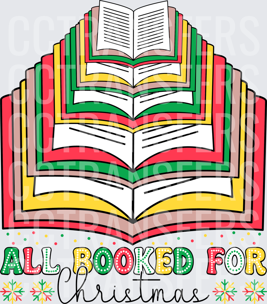 All Booked For Christmas Stacked Open Books (DTF)