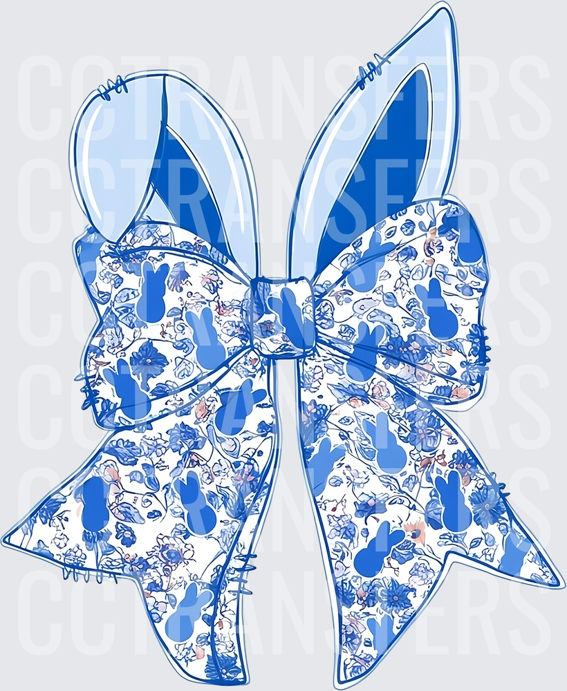 Chinoiserie Bunny Rabbit Vintage Blue And White Happy Easter