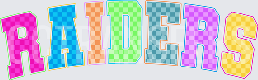 Raiders Colorful Checkered Varsity Letters (DTF)