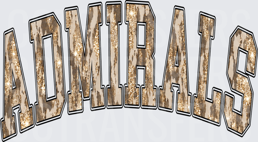 Admirals Arched Glitter Cowhide Block Letters (DTF)
