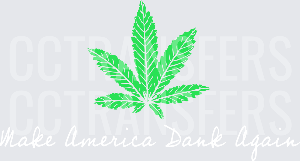 Bright Green Cannabis Leaf Sketch Illustration (DTF)
