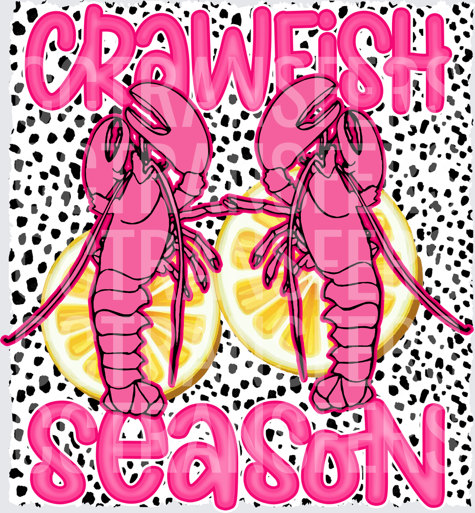 Crawfish Season Pink Crawfish Lemon Slices Dalmatian (DTF)