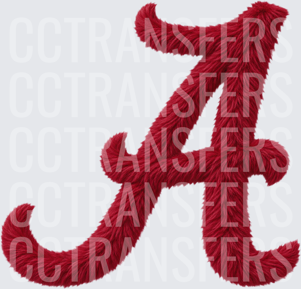 Fluffy Crimson Script Letter A (DTF)