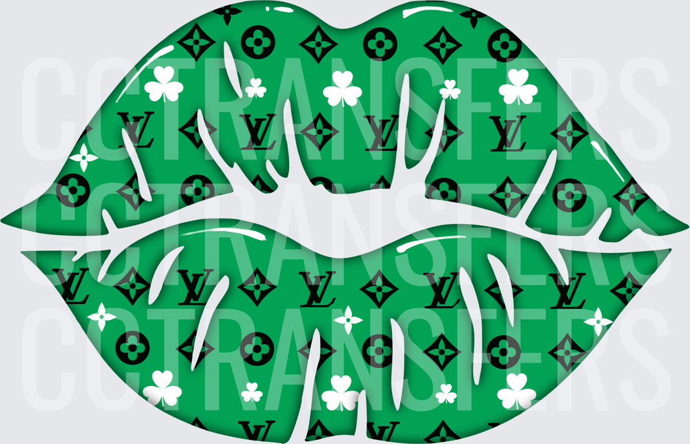 Green Monogram Lips with Lucky Clovers (DTF)