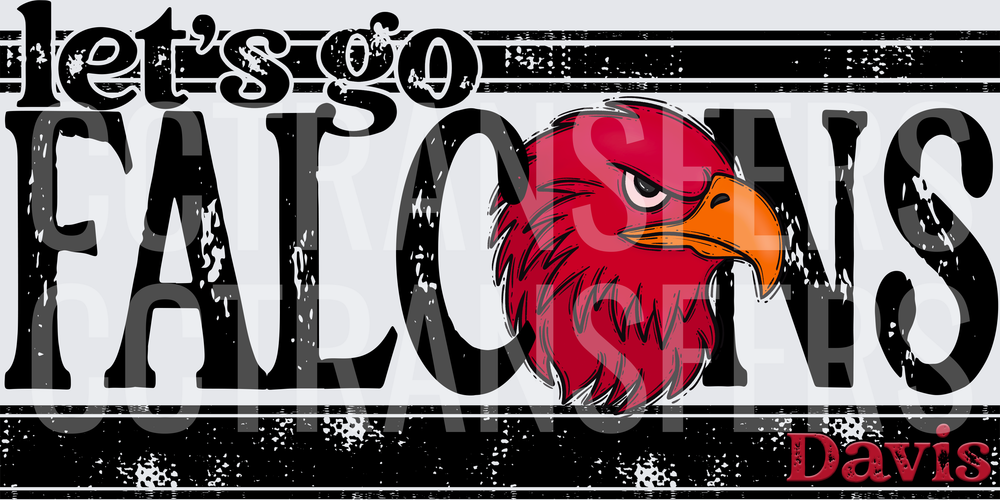 Let's Go Falcons Distressed Mascot Spirit Design (DTF)
