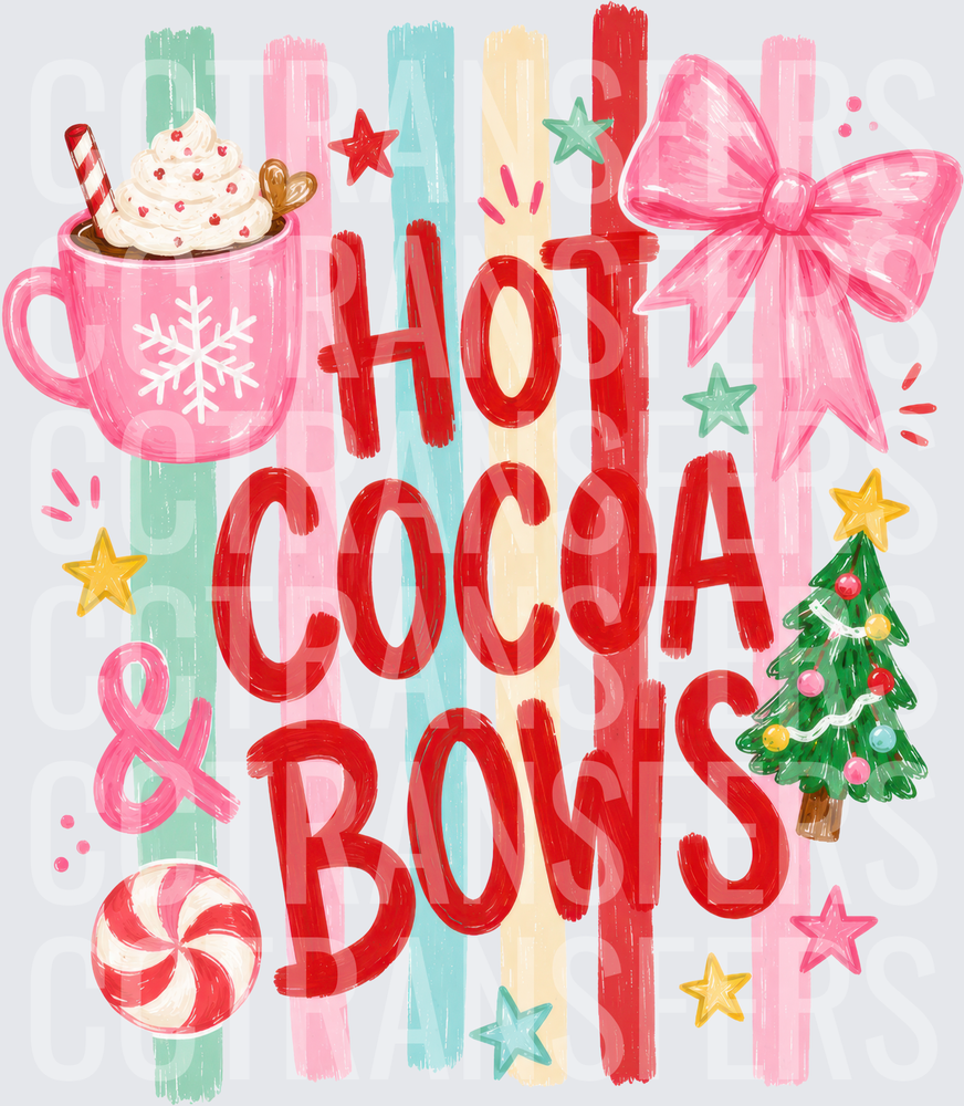 Hot Cocoa & Bows Christmas Holiday Design (DTF)