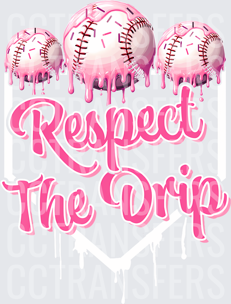 Pink Dripping Softballs with Sprinkles Respect The Drip (DTF)