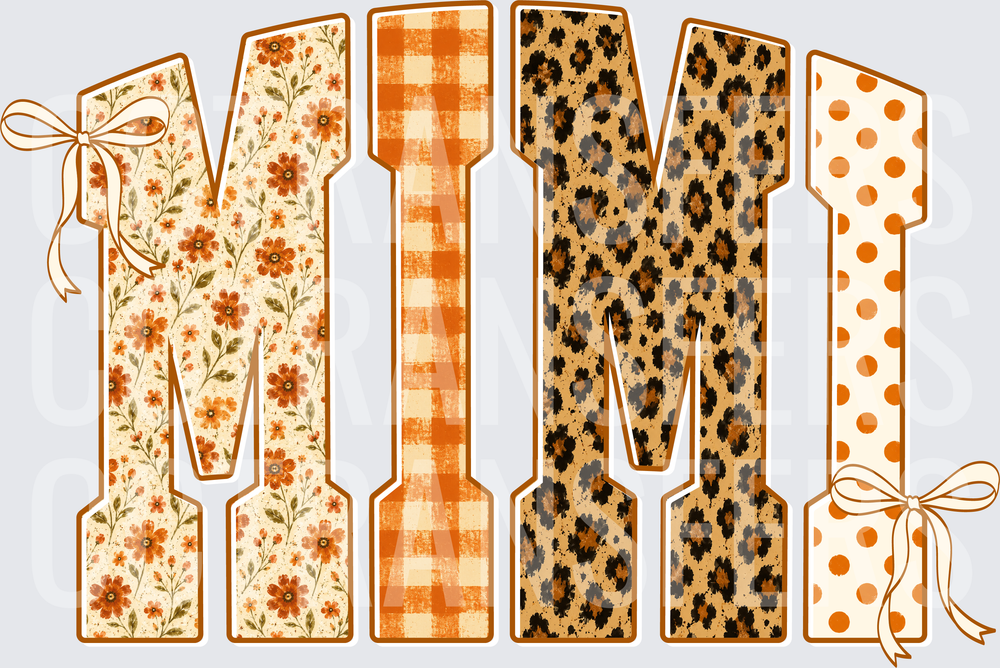 Mimi Floral Plaid Leopard Polka Dot Patchwork Letters (DTF)
