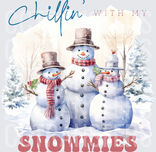 Chillin With My Snowmies Watercolor Snowman Trio (DTF)