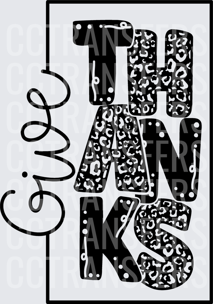 Give Thanks Mixed Leopard Print Bold Letters (DTF)