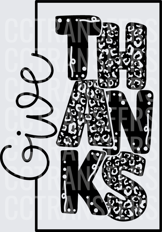 Give Thanks Mixed Leopard Print Bold Letters (DTF)