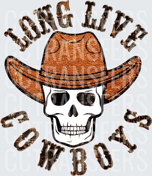 Long Live Cowboys Distressed Skull Western Hat (DTF)