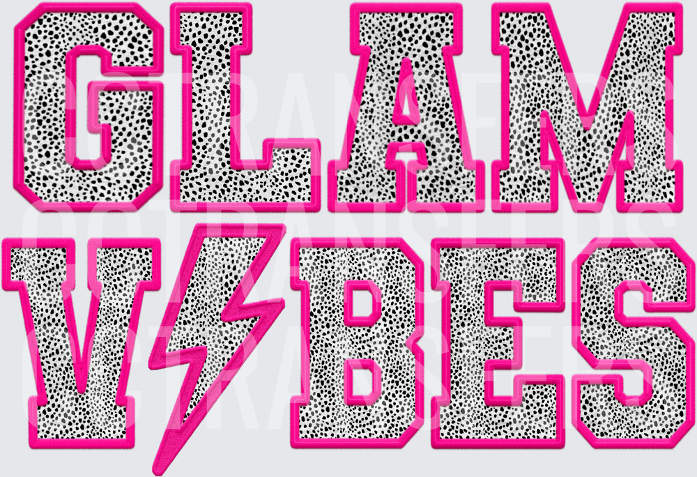Glam Vibes Dalmatian Print Hot Pink Lightning Bolt (DTF)