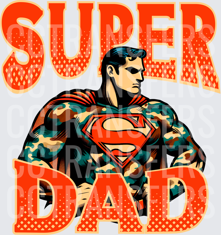 Super Dad Camo Superhero Comic Style (DTF)