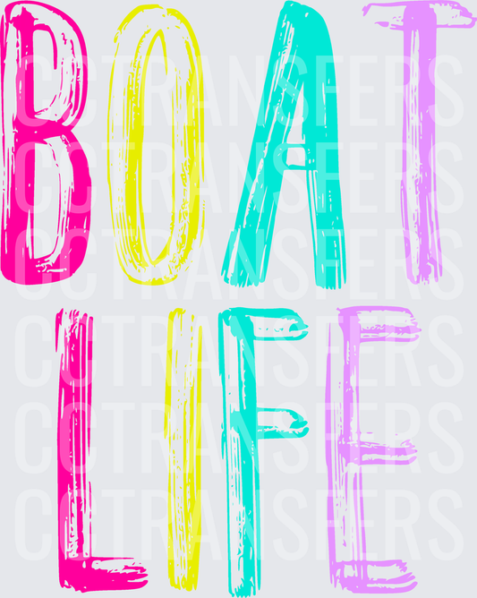 Boat Life Bold Colorful Brush Lettering (DTF)