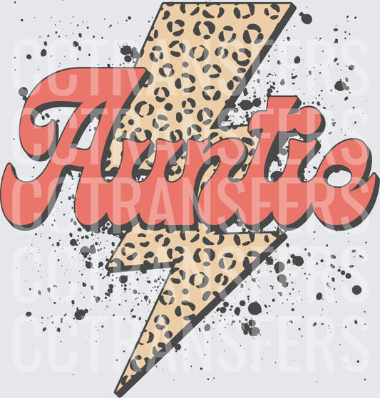 Auntie Leopard Print Lightning Bolt Splatter (DTF)