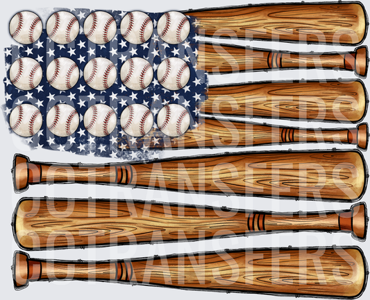 Distressed American Flag Baseball Bats and Balls (DTF)