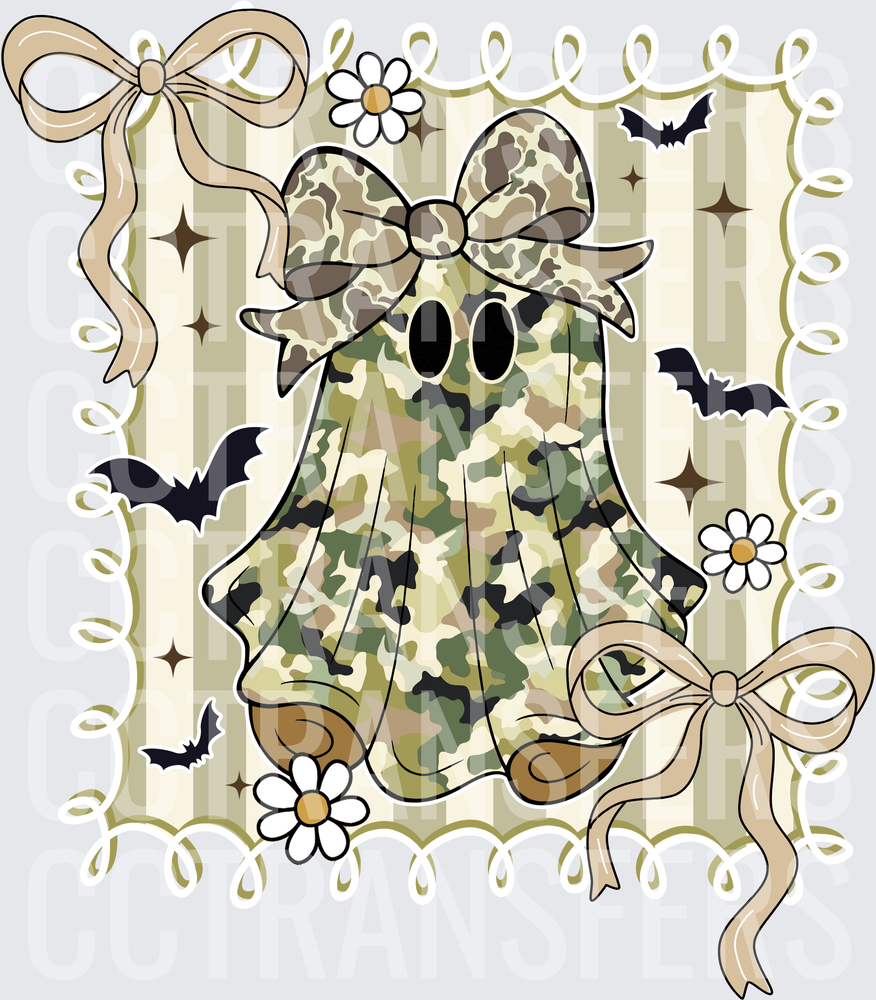 Camo Ghost Bow Bats Daisy Halloween (DTF)