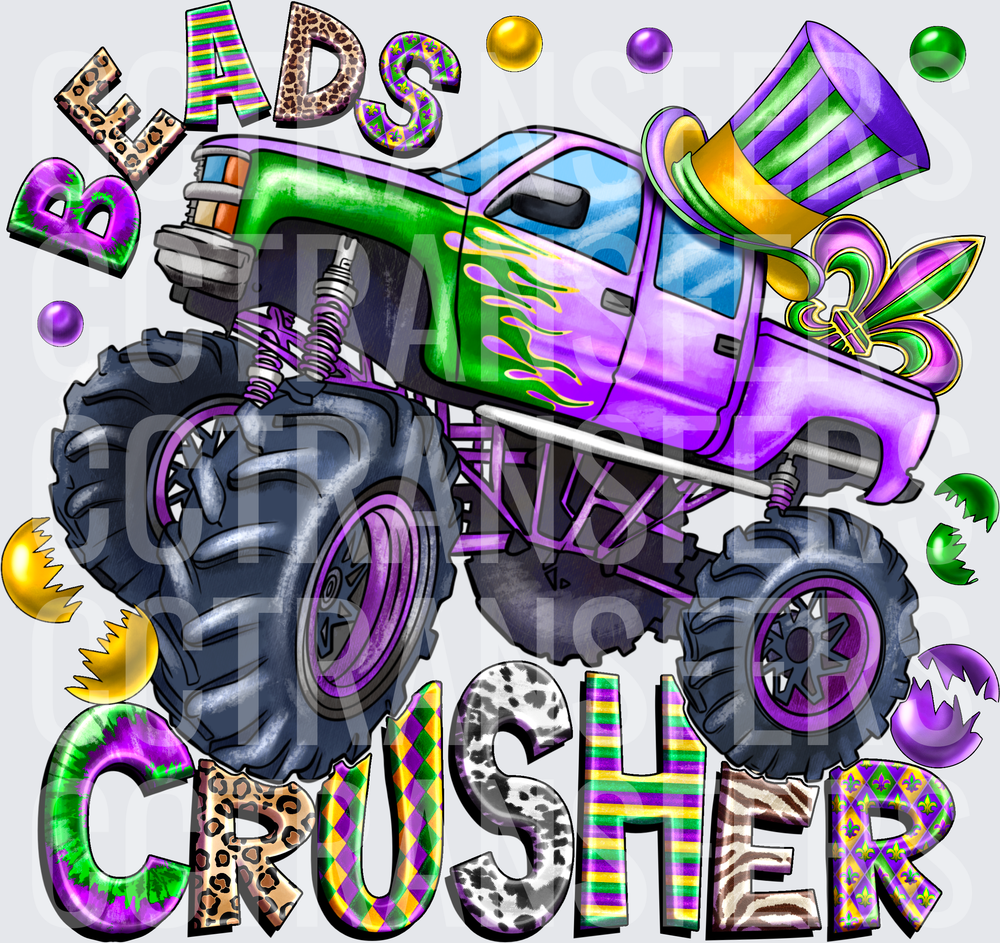 Mardi Gras Beads Crusher Monster Truck (DTF)