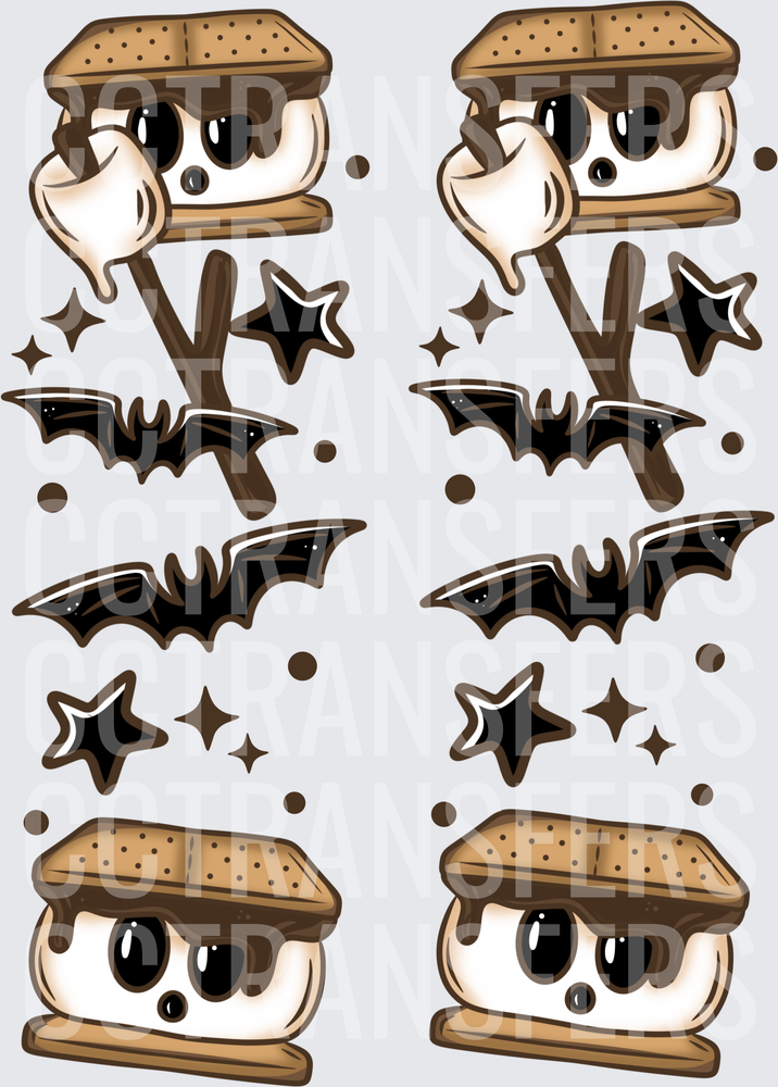 Spooky Cute Halloween S'mores Bat Stars Gang Sheet (DTF)