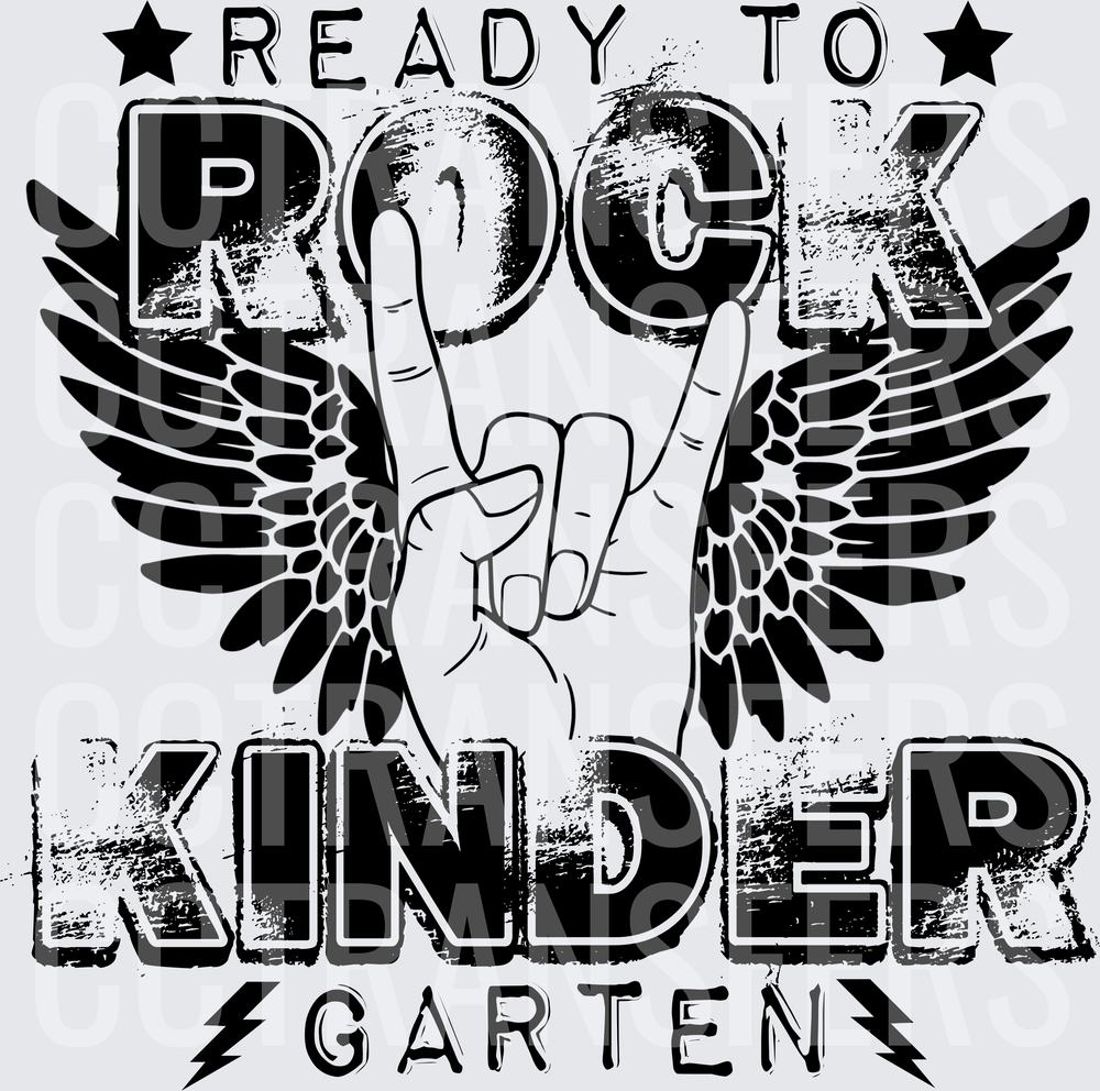 Ready To Rock Kindergarten Winged Hand Sign (DTF)