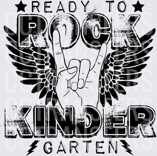 Ready To Rock Kindergarten Winged Hand Sign (DTF)